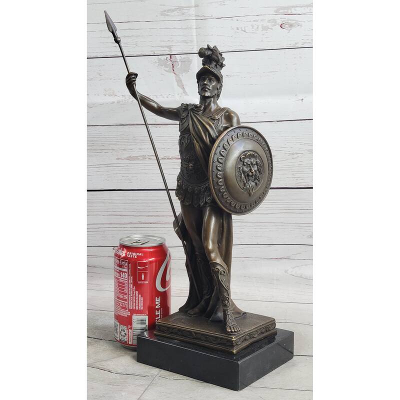 Spartan Greek King Leonidas 300 Hoplite Warrior Hero Bronze Sculpture Statue Marble Base