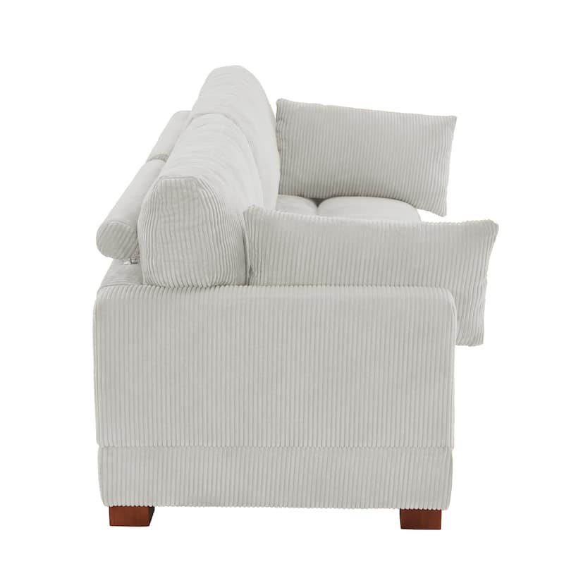 84.5″W Modern Corduroy Couch Modular Sofa