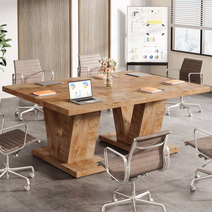 47-Inch Wooden Executive Desk with Heavy Duty Pedestal, Farmhouse Office Computer Desk for Home Office