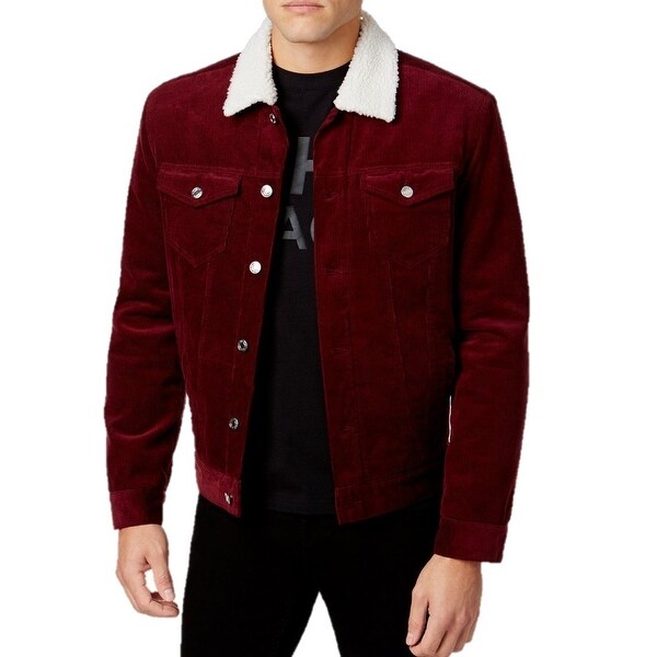 red trucker jacket