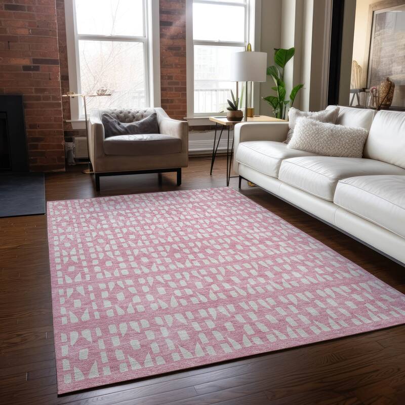 Machine Washable Indoor/ Outdoor Contemporary Imprints Chantille Rug