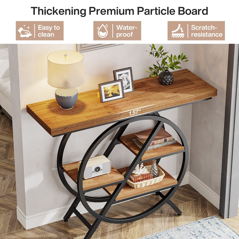 39.4-Inch Console Table, 4- Tier Industrial Entryway Table