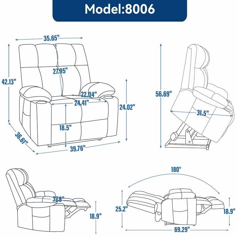 Dual Motor Infinite Position Up to 350 LBS Chenille Power Lift Recliner Chair