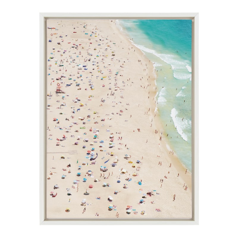 Kate and Laurel Sylvie Beach from Above Framed Canvas by Amy Peterson