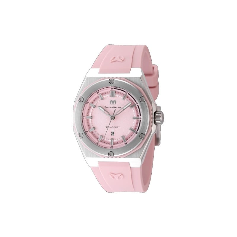 TechnoMarine Lady's TM-416053 CORAL Quartz 3 Hand Pink Dial Watch