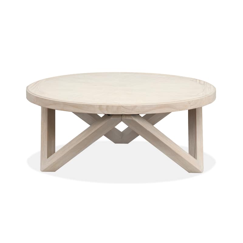 Magnussen Home Bostwick Coconut Cream Round Cocktail Table - 40''W x 40''D x 16''H