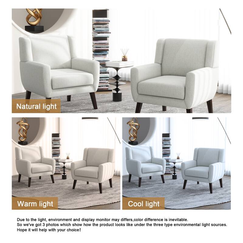 Modern Upholstered Linen Armchair Accent Chair Set of 2
