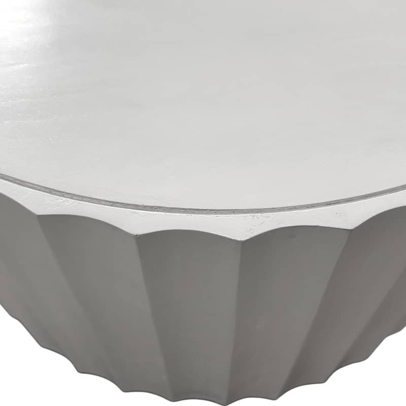 Harrison Groove Coffee Table - Elegant Round Solid Wood Top Side Table