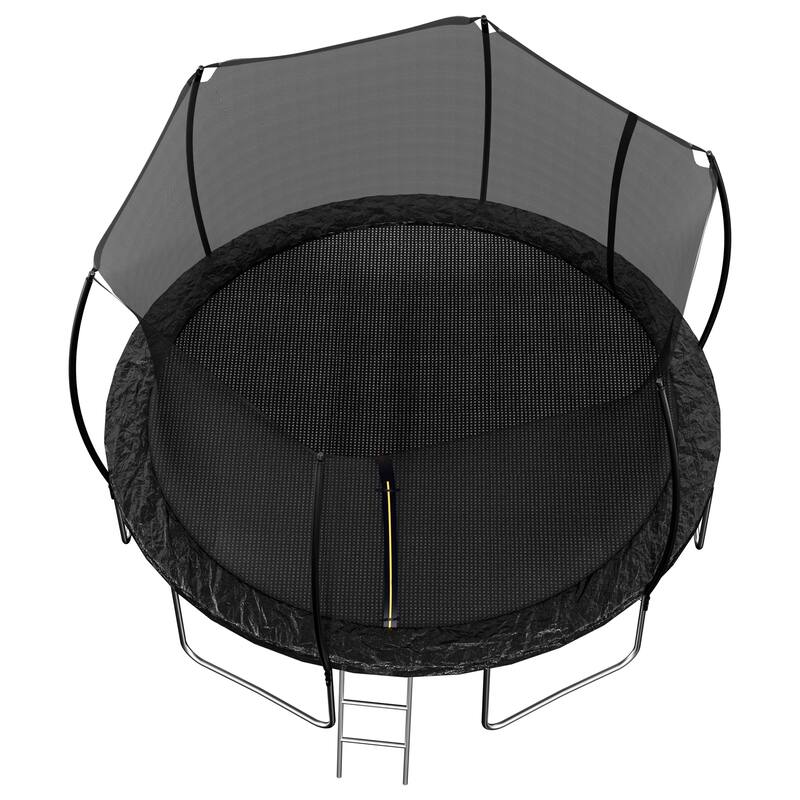 ASTM Approved Trampoline - Safety Enclosure, Ladder, Outdoor Recreational Use - Black - 166.1