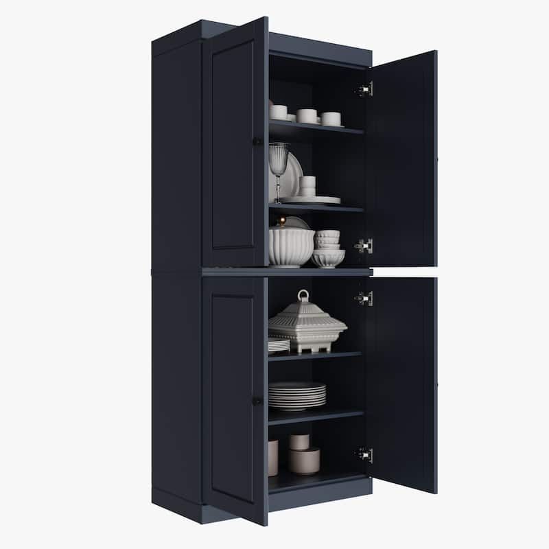 Palace Imports 100% Solid Wood Pantry Cabinet with Frosted, Clear Glass or Solid Doors and Adjustable Shelves