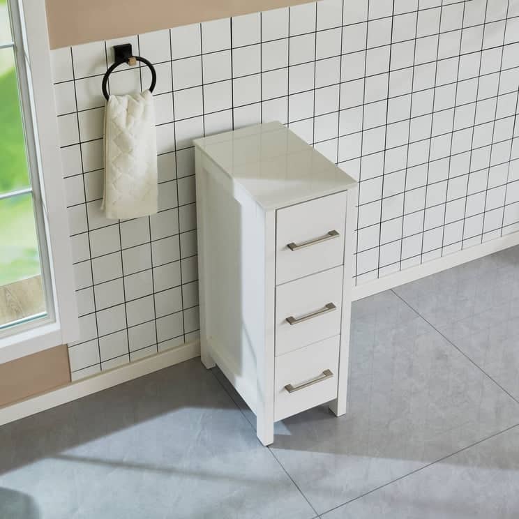 Vanity Art 12-Inch Bathroom Vanity Cabinet 3 Drawer Side Storage Organizer Freestanding Single Vanity Bedroom/Bathroom/Entryway