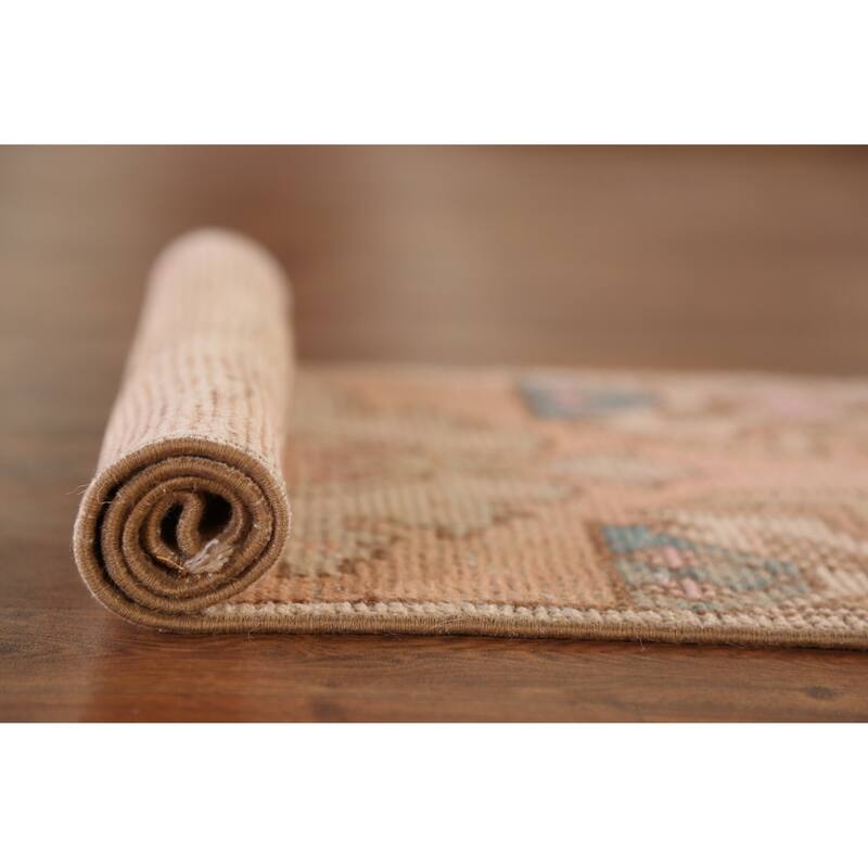 Hand Knotted Oriental 100% Wool Carpet Transitional Tribal Oranges & Rust Anatolian Area Rug - 3' 0'' X 1' 6''