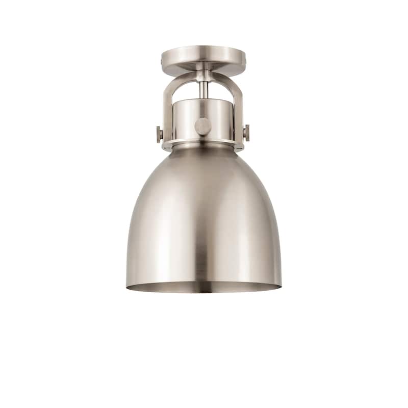 Innovations Lighting Newton Metal Bell - 1 Light 8" Flush Mount - Satin Nickel