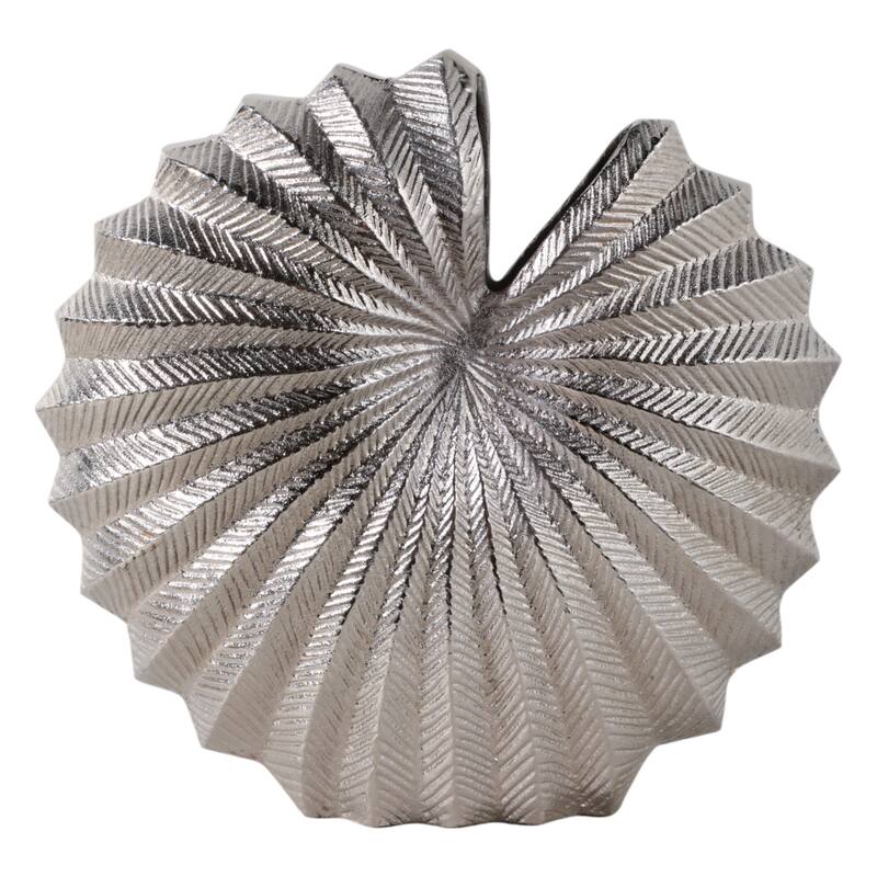 Metal Vase Aluminum Decorative Accent Coastal Glam Style - 10" Silver