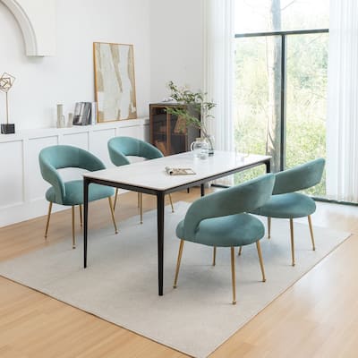 SEYNAR Mid Century Modern Velvet Upolstered Open-Back Dining Chair Set of 4