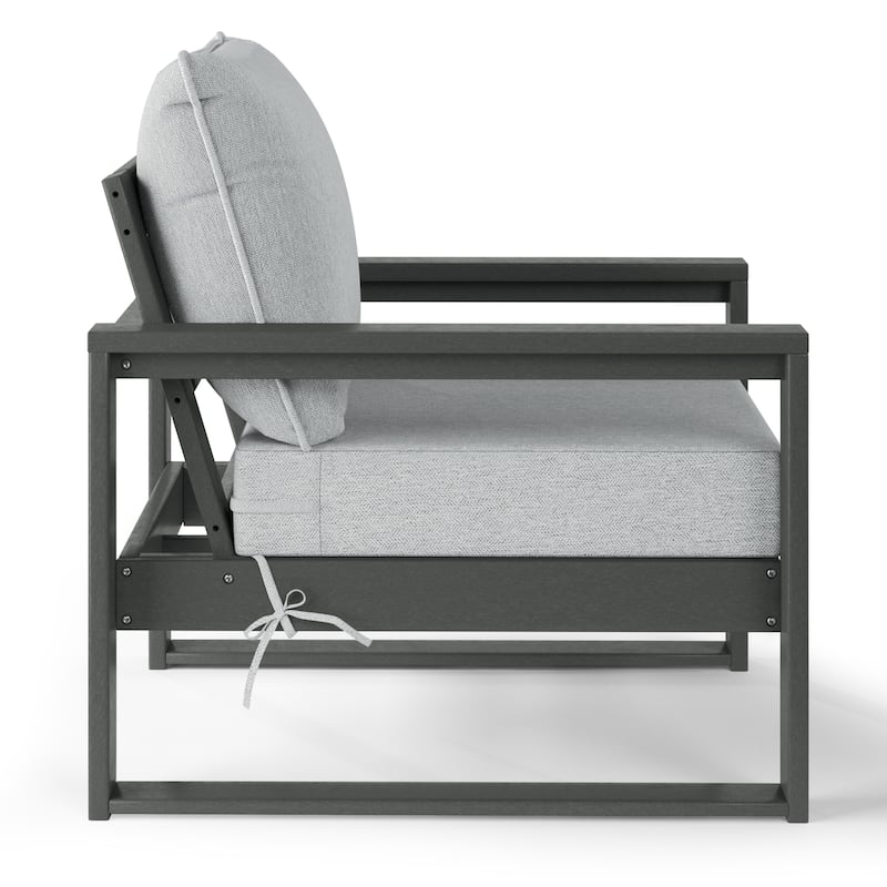 Polytrends Endless Patio Deep Seating Club Chair with Gray Frame (Set of 2)