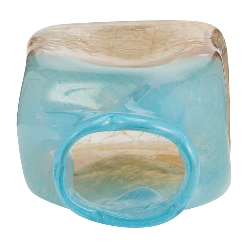 Sagebrook Home Artisan Glass Teal and Apricot Coastal Vase