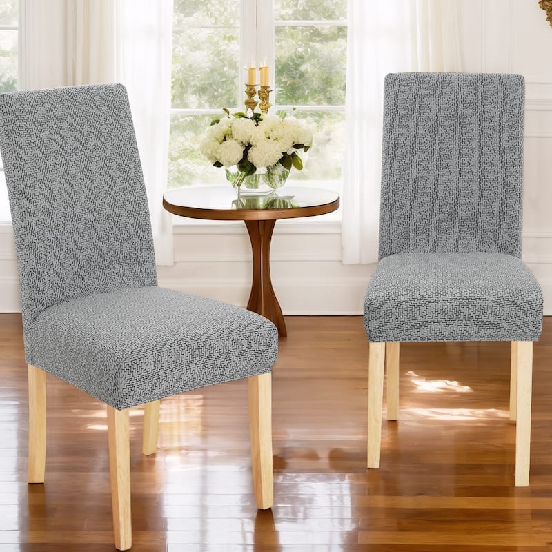 Stretch Jacquard Spandex Chair Covers 2 Pieces - 18x18x24 Inch - Light Grey