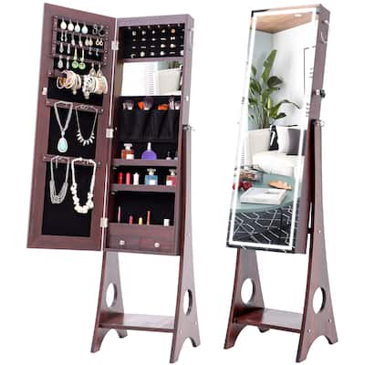 Fashion Simple Jewelry Storage Mirror Cabinet With LED Lights