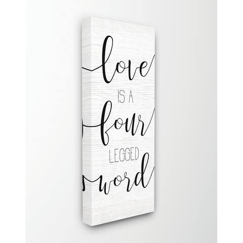 Stupell Industries Love Is Four Legged Dog Cat Pet Black And White Word Design Canvas Wall Art