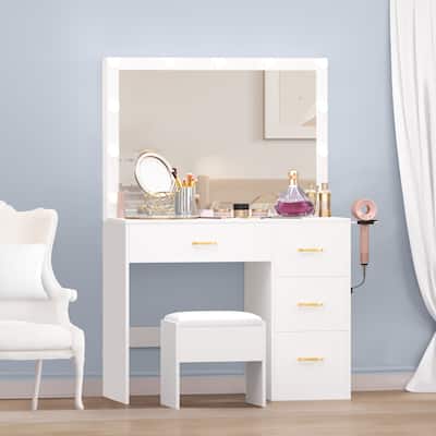 Moasis 35" Mirror Bulbs Makeup Vanity Table