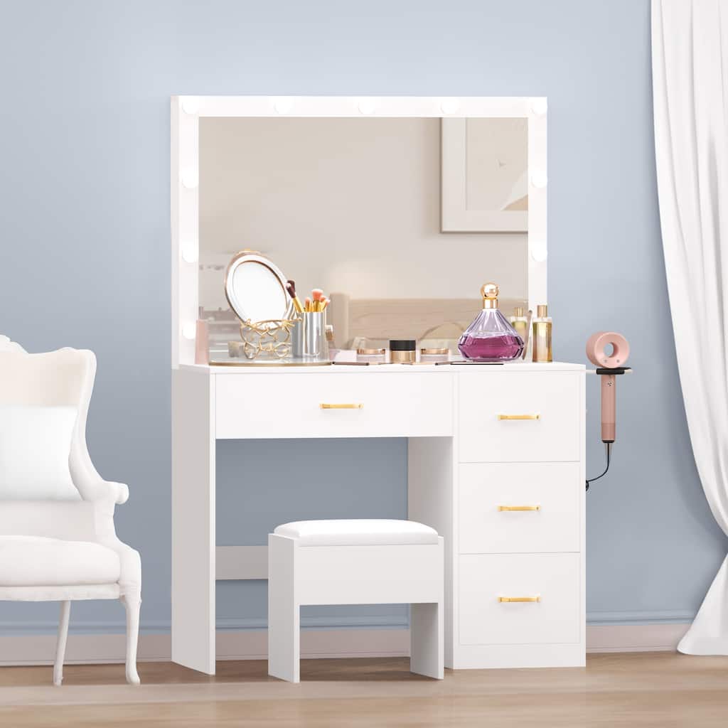 Moasis 35" Mirror Bulbs Makeup Vanity Table