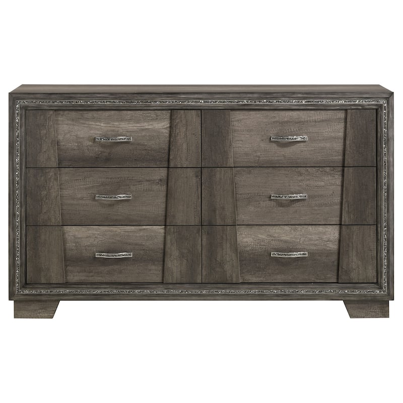Janine Mid-Century Modern Panel Bedroom Set Grey