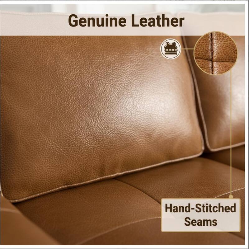 Brown Faux Leather L-Shaped Sectional Sofa with Chaise, Deep Seat Cloud Couch - No Assembly Required