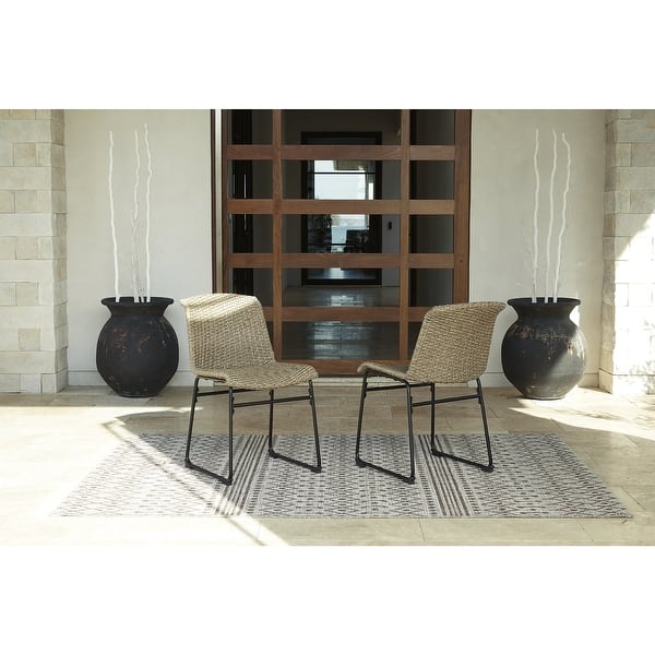 slide 2 of 5, Amaris Outdoor Dining Chair, Set of 2 - 18.38" W x 25.5" D x 31.25" H Set of 2 - Brown/Black
