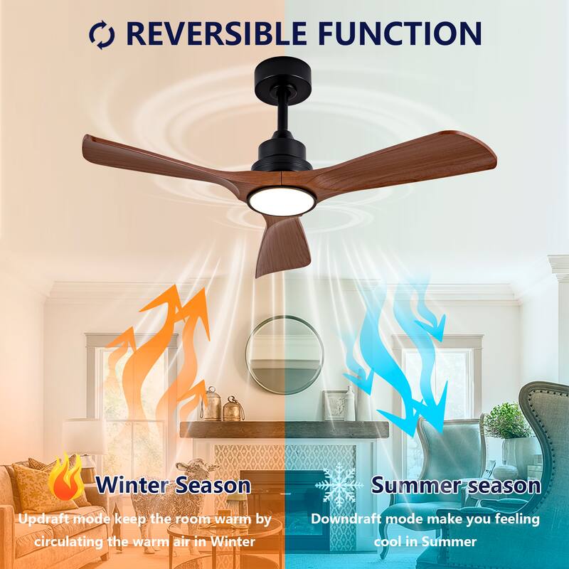 42" Ceiling Fan with Light 3 ABS Blades Remote Control Reversible DC Motor