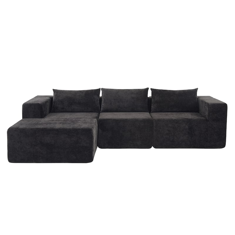 Christopher Knight Home - Adaline Modern Fabric Modular Sectional Sofa with Pillow Back and Ottoman