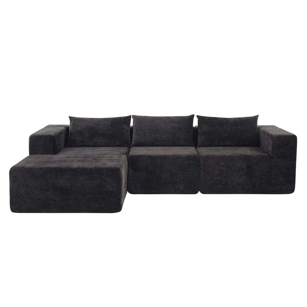 Christopher Knight Home - Adaline Modern Fabric Modular Sectional Sofa with Pillow Back and Ottoman
