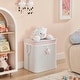 preview thumbnail 4 of 8, Pink/Cream Collapsible Folding Bamboo Kids Plush Laundry Hamper Toy Storage with Liner and Handles - Sleepy Teddy Bear