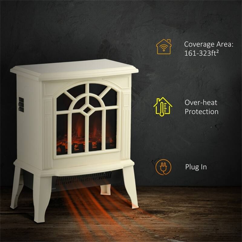 Flame Effect Electric Fireplace Heater Auto Shut-Off Overheat - 14.25" W x 9.5" D x 18" H