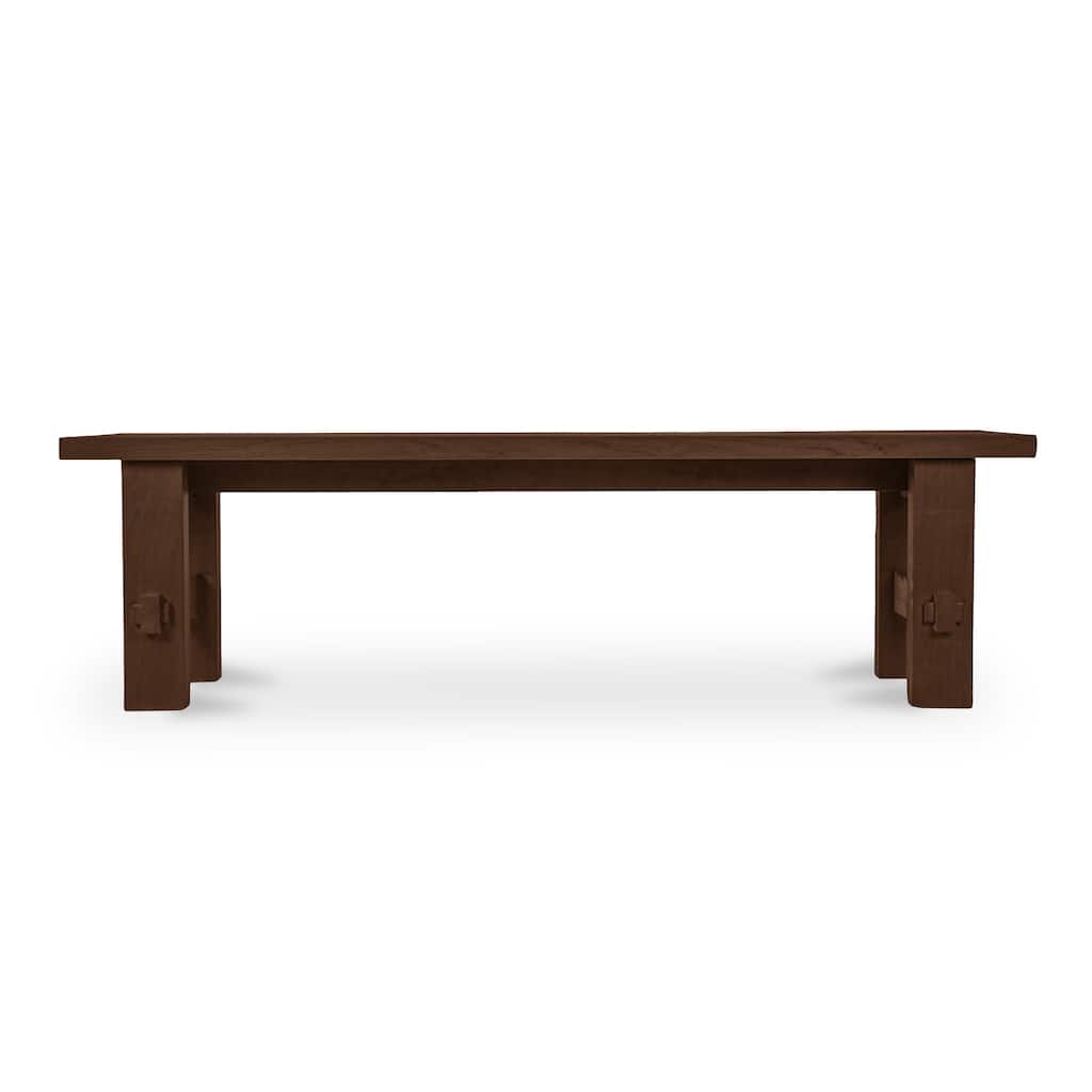 NADAAL STUDIOS Zirelle Outdoor Bench, Traditional Slatted Top, FSC Certified Solid Teak, Seats 3-4, Brown