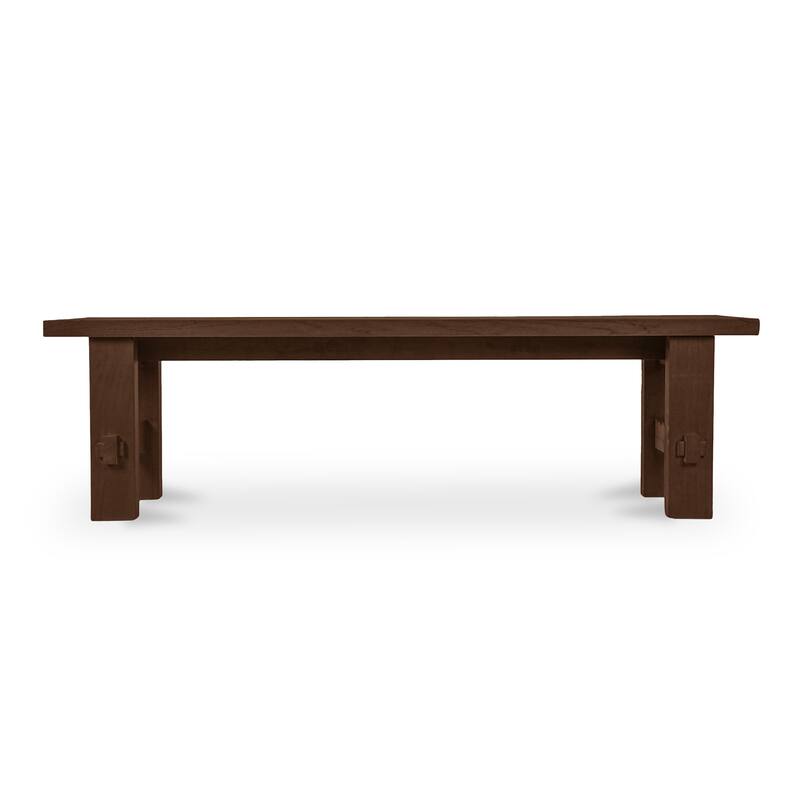 NADAAL STUDIOS Zirelle Outdoor Bench, Traditional Slatted Top, FSC Certified Solid Teak, Seats 3-4, Brown