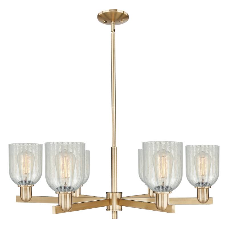 Innovations Lighting Endless Possibilities Arcadia - Caledonia - 6 Light 35" Stem Hung Chandelier with Mouchette Shade - Mouchette/Champagne Bronze