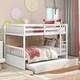 preview thumbnail 1 of 4, Full Over Full Pine Wood Bunk Bed Frame w/Trundle Bed, Ladder, Safety Rails, Convertible to 2 Platform Bed for Kids, Teens,White White - Full