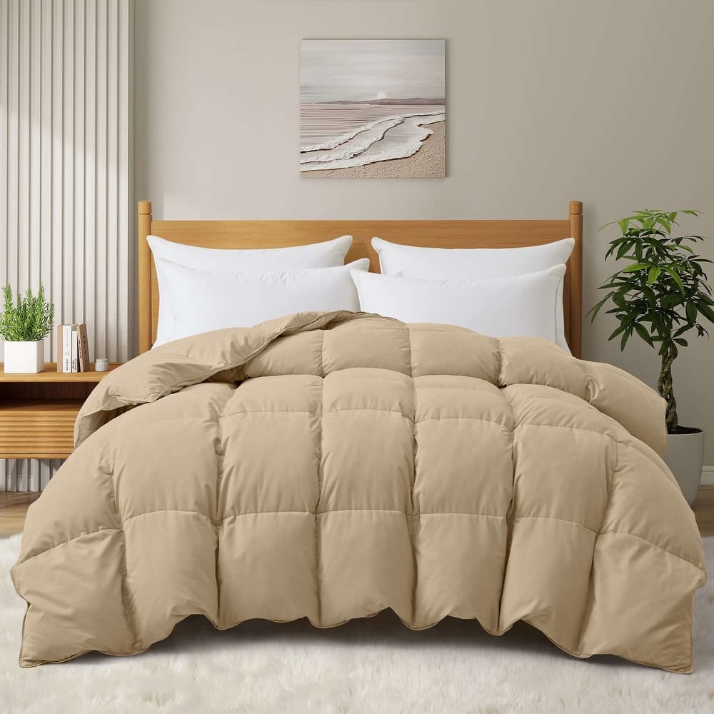 Medium Warmth All Season 600 Fill Power White Goose Feather Down Comforter Duvet Insert