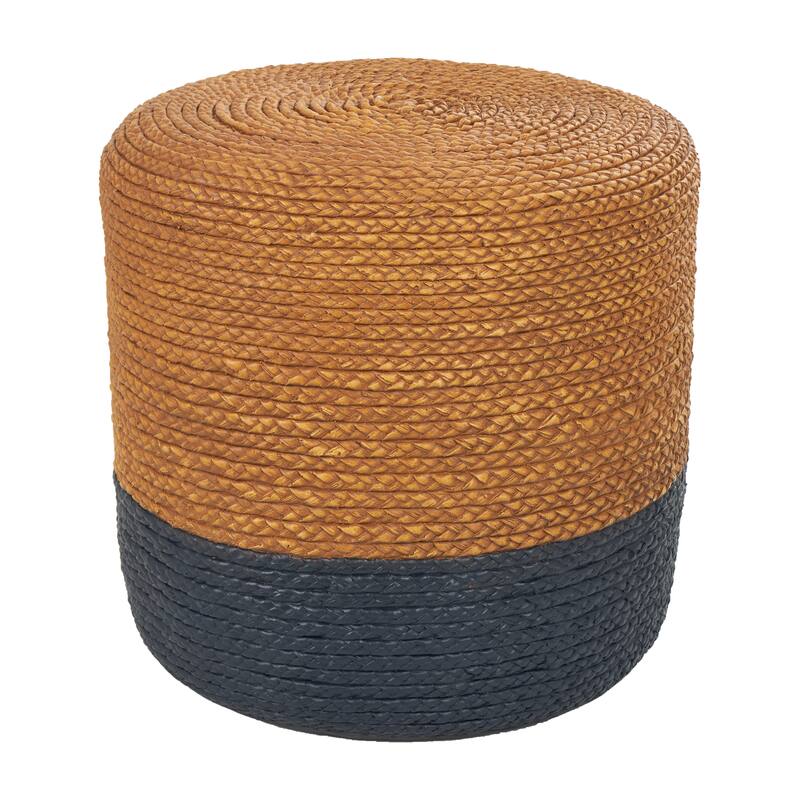 Brown Magnesium Oxide Two-Toned Garden Stool with Black Base and Woven Inspired Design