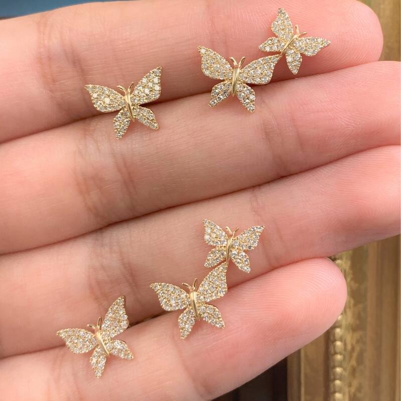 Joelle Collection Diamond Butterfly Studs Earrings 14K Gold 1/3ct TDW