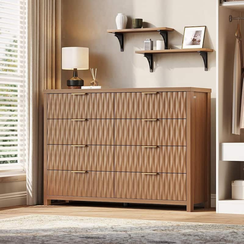 Fluted Bedroom Dresser Drawers TV Stand Drawer Organizer