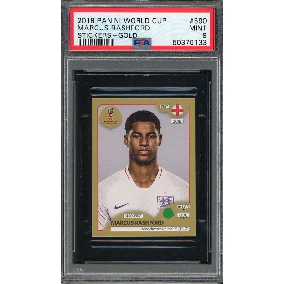Marcus Rashford 2018 Panini World Cup Rookie Stickers Gold Card #590 PSA 9 - 8'6" x 11'6"