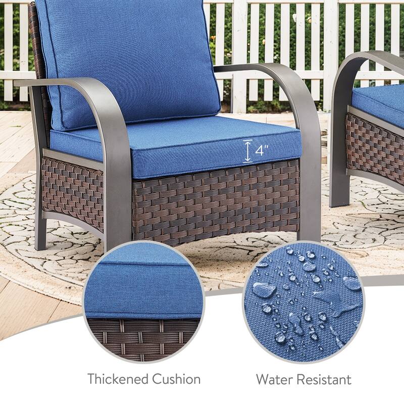 Gymojoy Industrial Style Outdoor Wicker Patio Chairs Set of 2