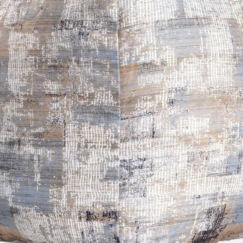 HomeRoots 18" Blue Cotton Abstract Pouf Ottoman