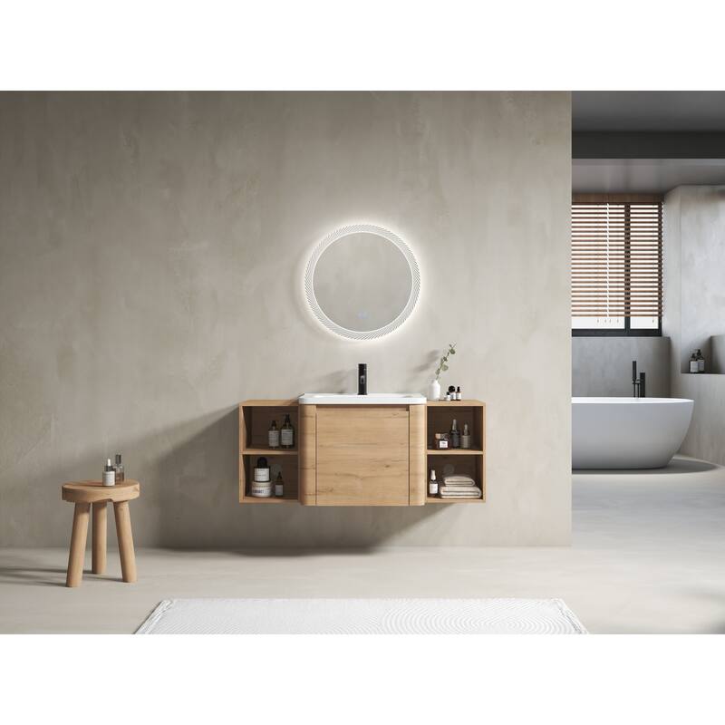 Wall-Mounted Bathroom Vanity with Ceramic Sink