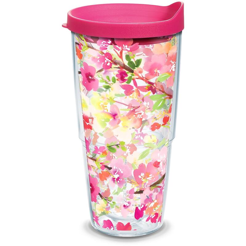 Tervis Yao Cheng - Sakura Floral Made in USA Double Walled Insulated Travel Tumbler, Classic - 24oz