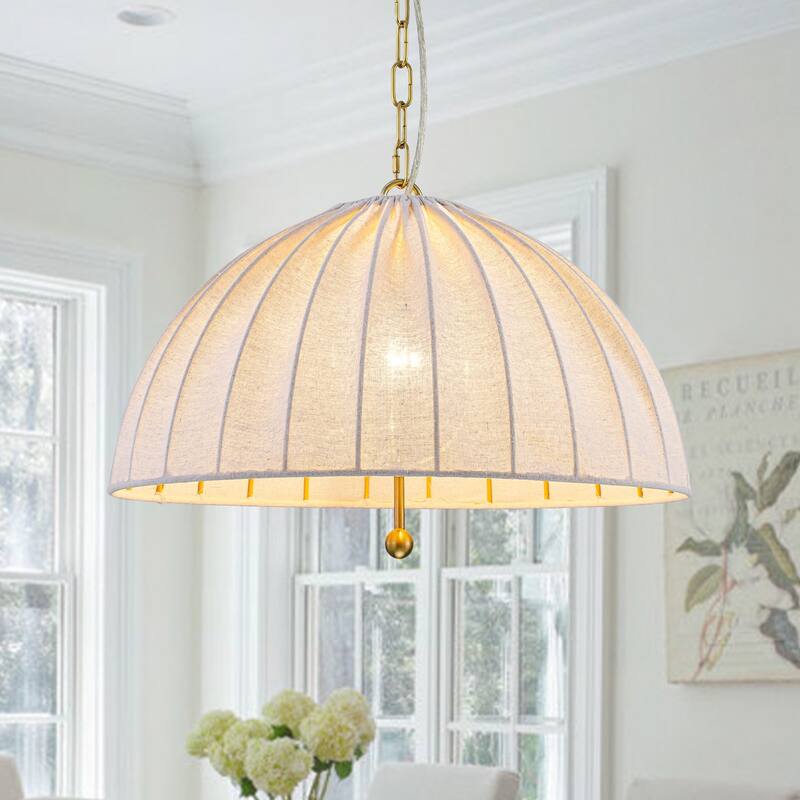 19.69" 1-Light Modern Hanging Pendant Light Fabric Shade Living Space - Dia.20-in - Dia.20-in