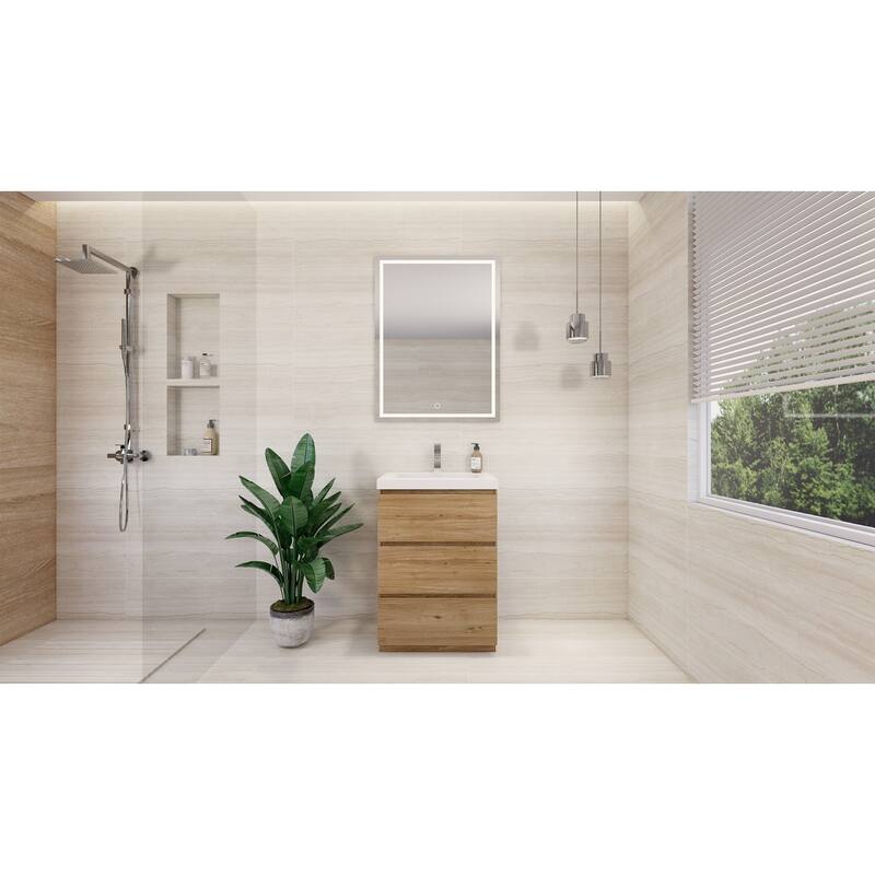Angeles 24" freestanding bath vanity with single basin reinforced acrylic top