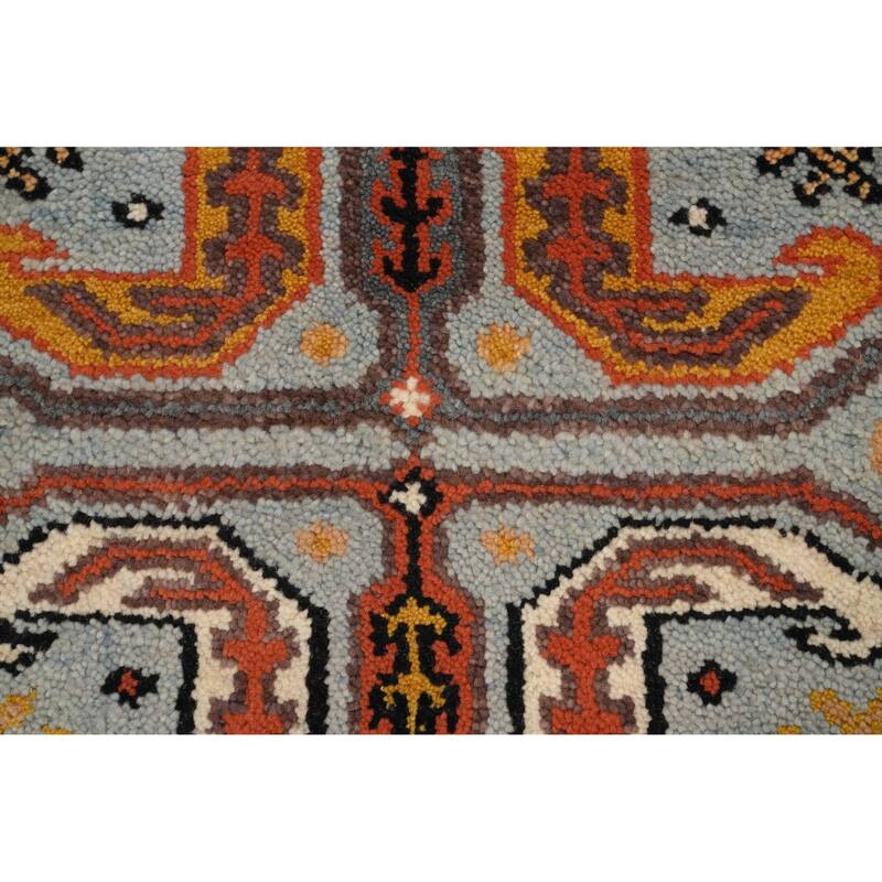 Hand Knotted Oriental 100% Wool Carpet Traditional Geometric Navy Blue & Blues Kazak Runner Rug - 10' 0'' X 2' 7''